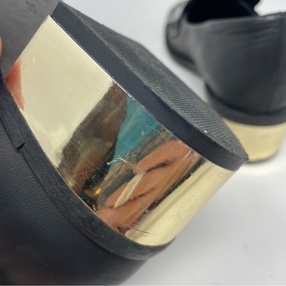 Miista Black Leather Kiltie Fringe Penny Loafers Size 36 - Picture 8 of 10